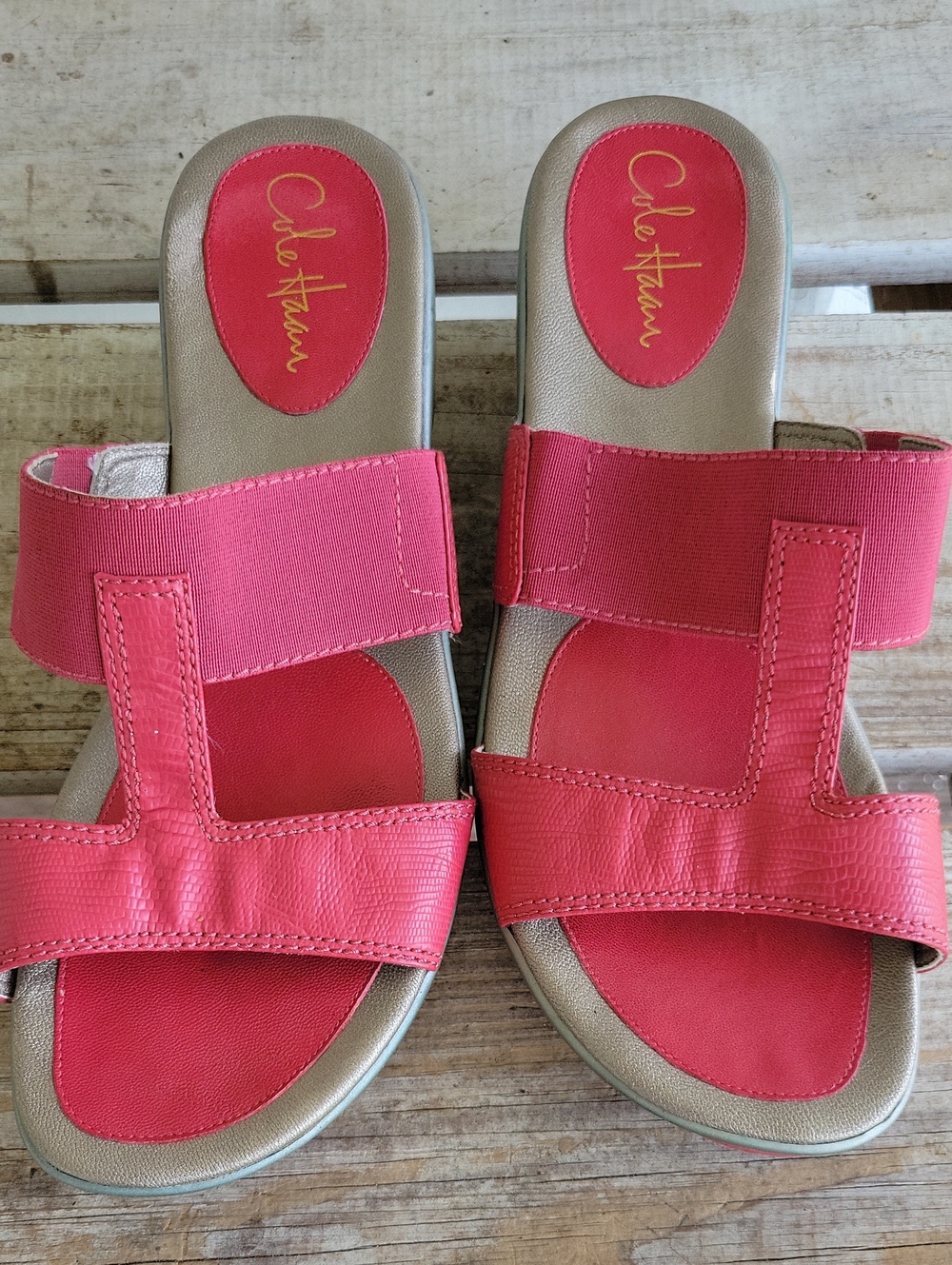 Cole Haan Red-Pink Dual Strap Slide Sandals Nike Air